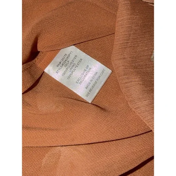 Daniel Rainn Peach Floral Print Sheer Blouse Top Lace Detail Sheer Lined Size M - Picture 6 of 7